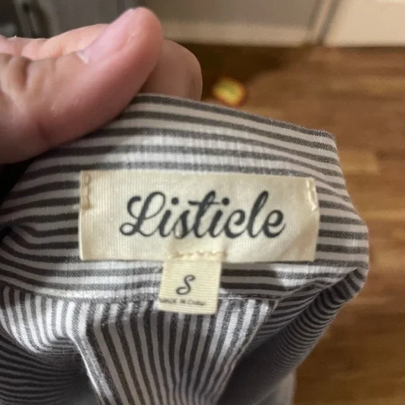 Listicle Asymmetrical Striped Ruffle Skirt in Black and White - Picture 3 of 3